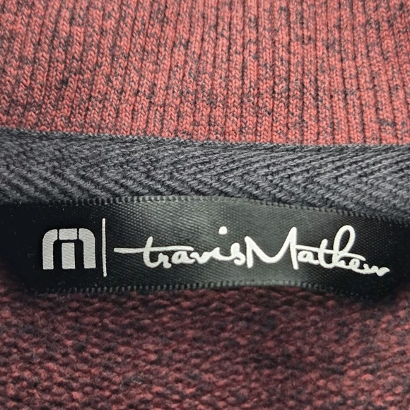 Travis Mathew 1/4 Button Pullover Golf Sweater Mens Size Medium Maroon Red - Picture 5 of 9
